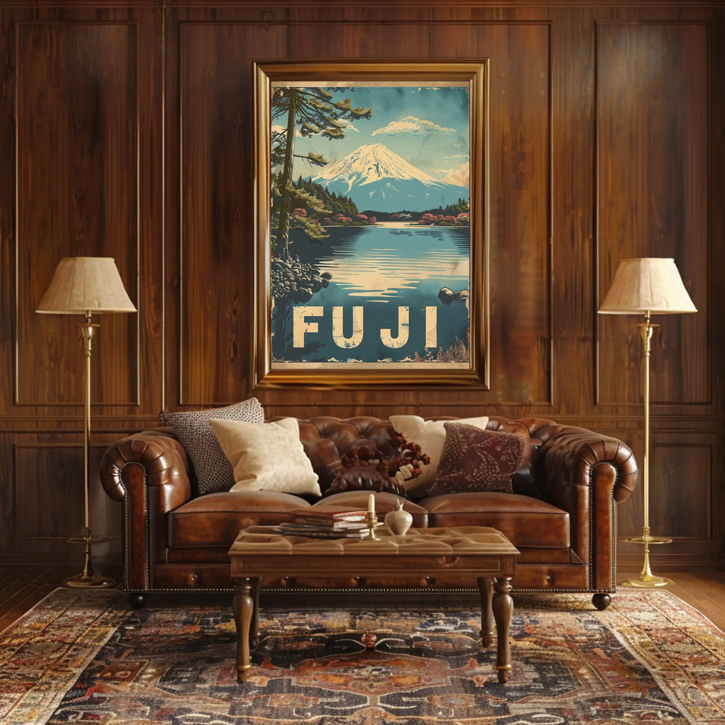 Fuji Mountain Lake Reflection Travel Poster