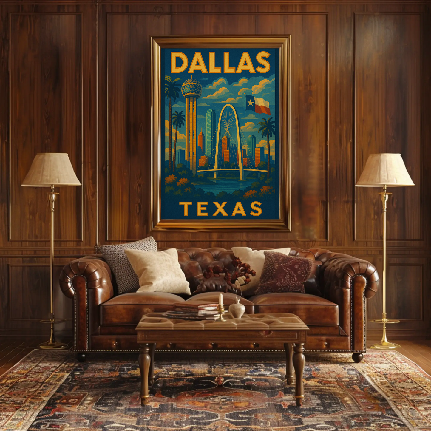 Dallas Texas Skyline Bridge Travel Poster