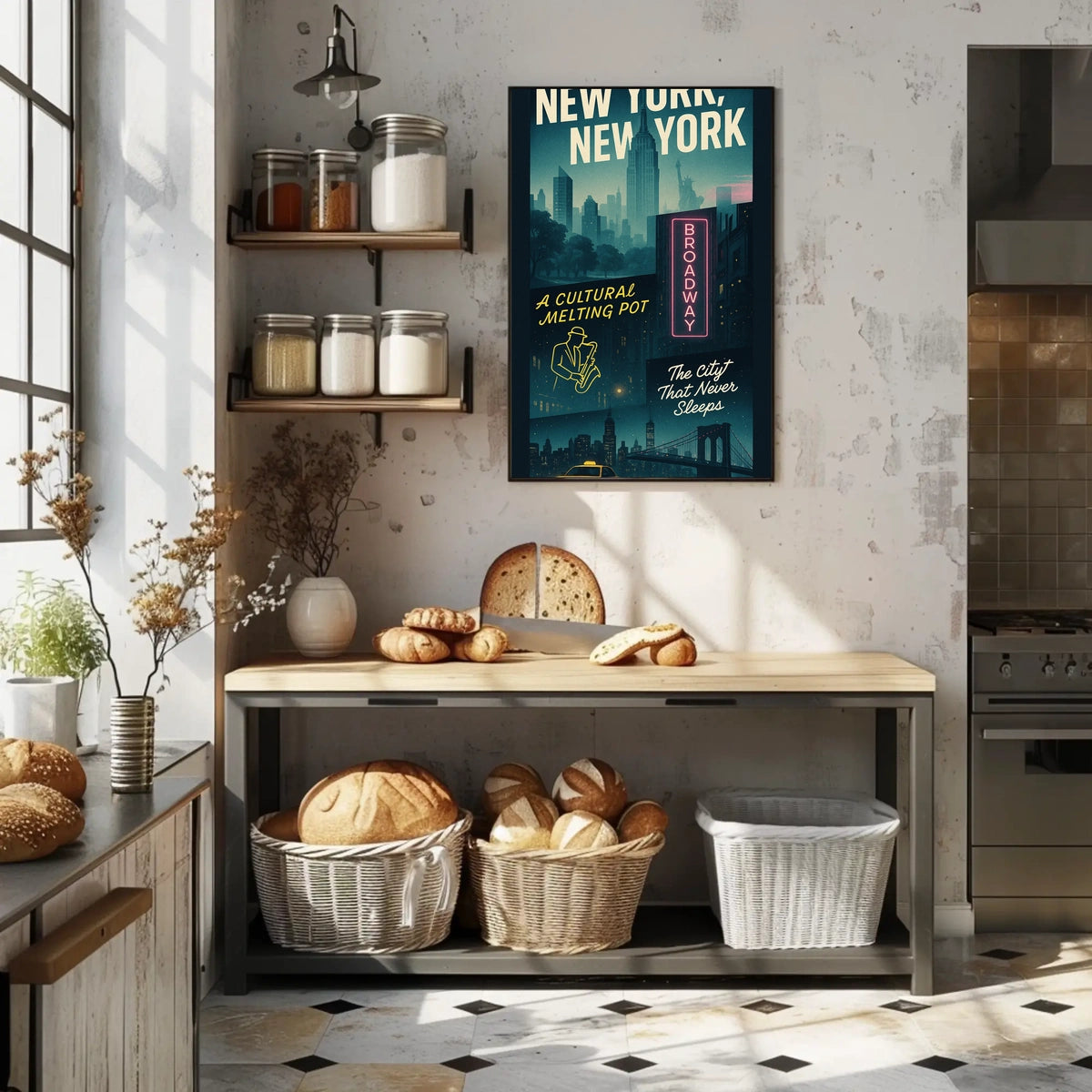 New York City Cultural Melting Pot Poster Modern Wall Art