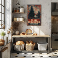 Cozy Vintage Vermont Rustic Folk Art Poster