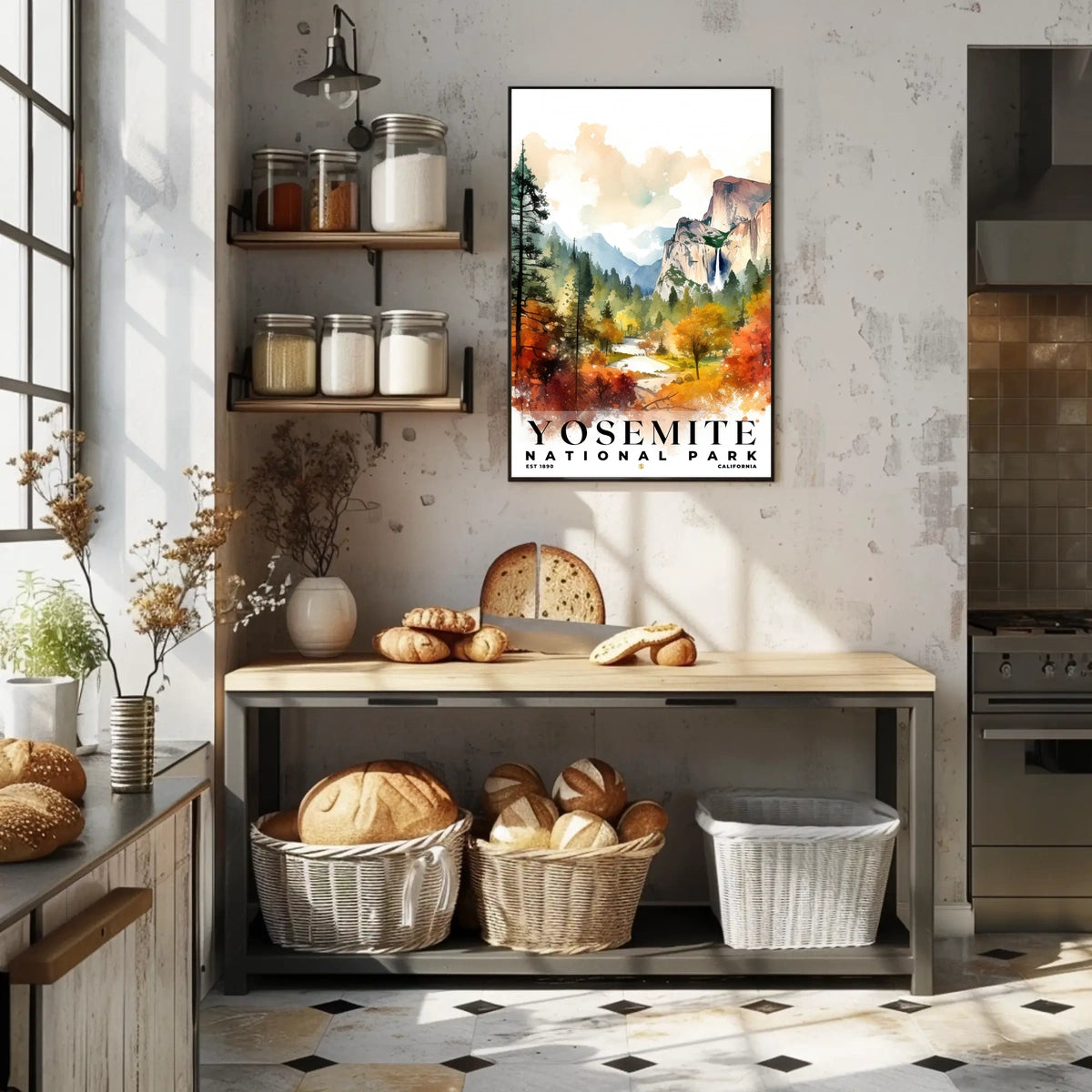 Yosemite Watercolor Wall Art Poster