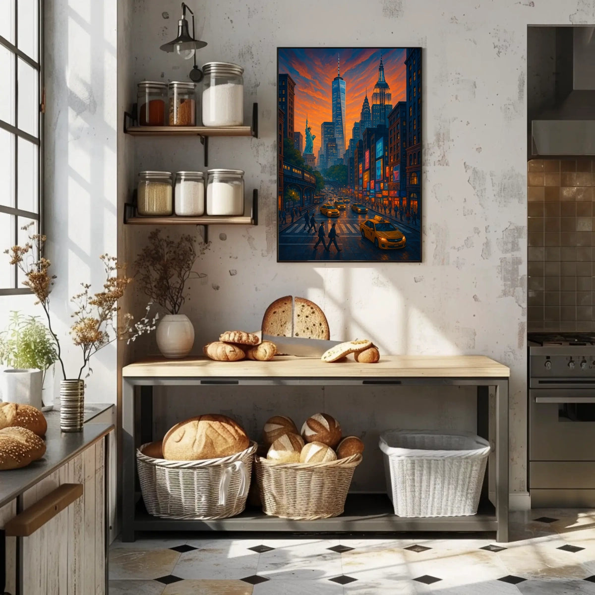 New York City Urban Street Scene Poster Modern Wall Art