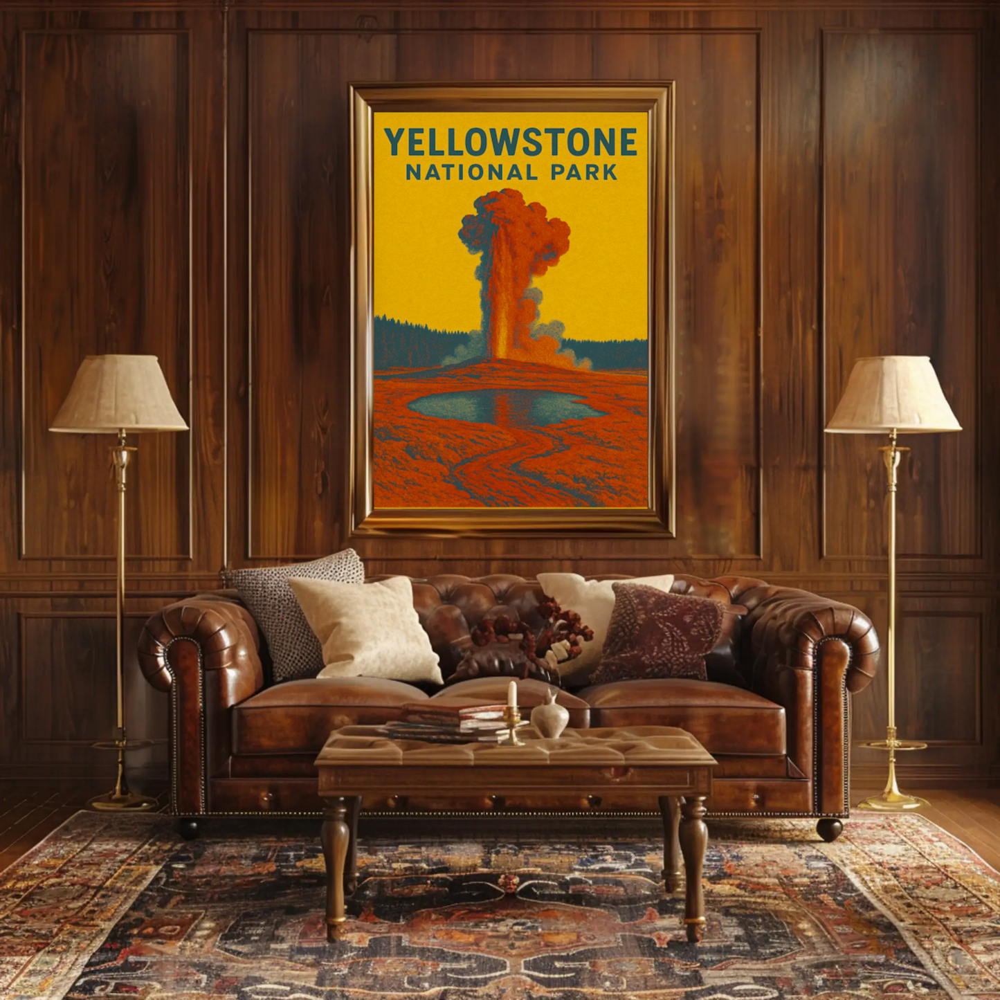 Yellowstone's Majestic Eruption Vintage Travel Poster