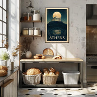 Athens The Parthenon Under Moonlight Poster