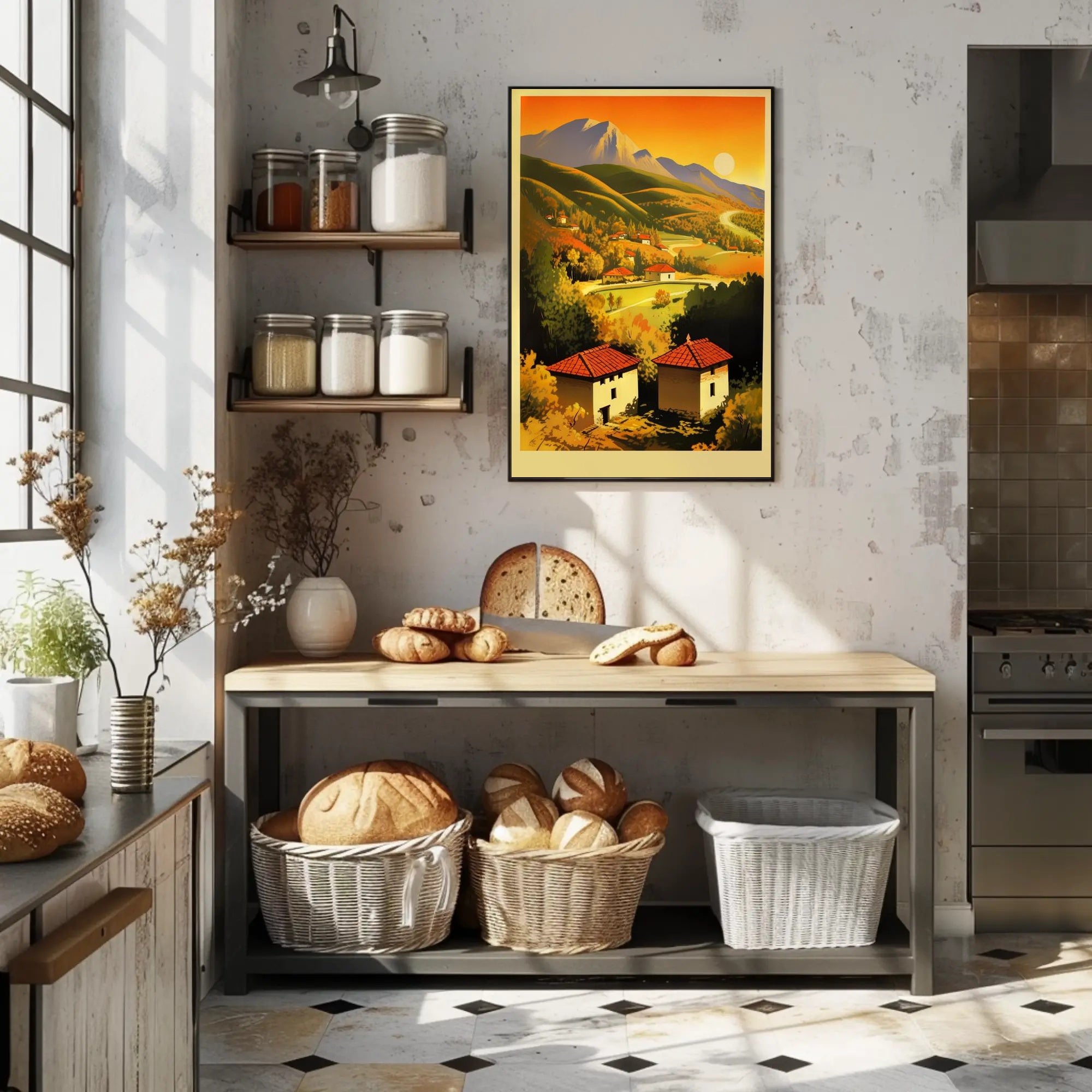 Serene Mountain Landscape at Sunset Poster