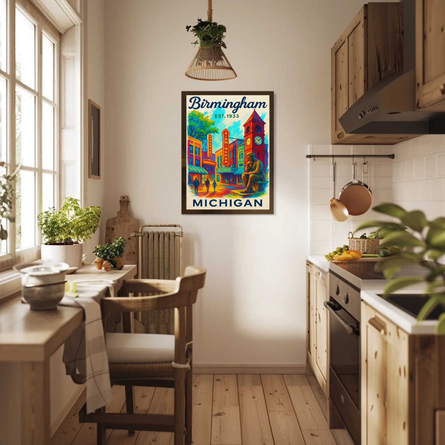 Birmingham Michigan Est. 1933 Wall Art Vintage Travel Poster