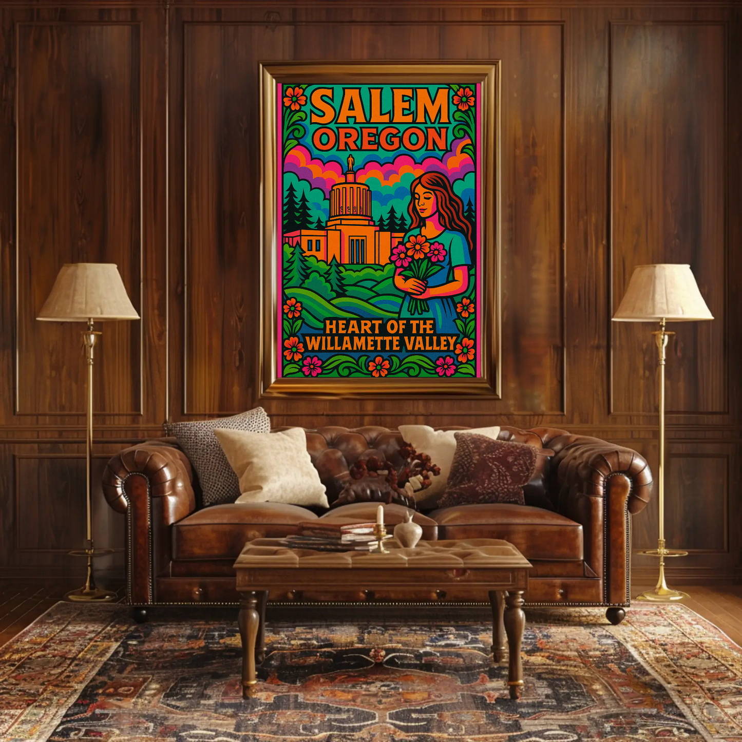 Salem Oregon Willamette Valley Travel Poster