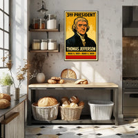Thomas Jefferson 3rd President of the United States Inked Comic Style Poster