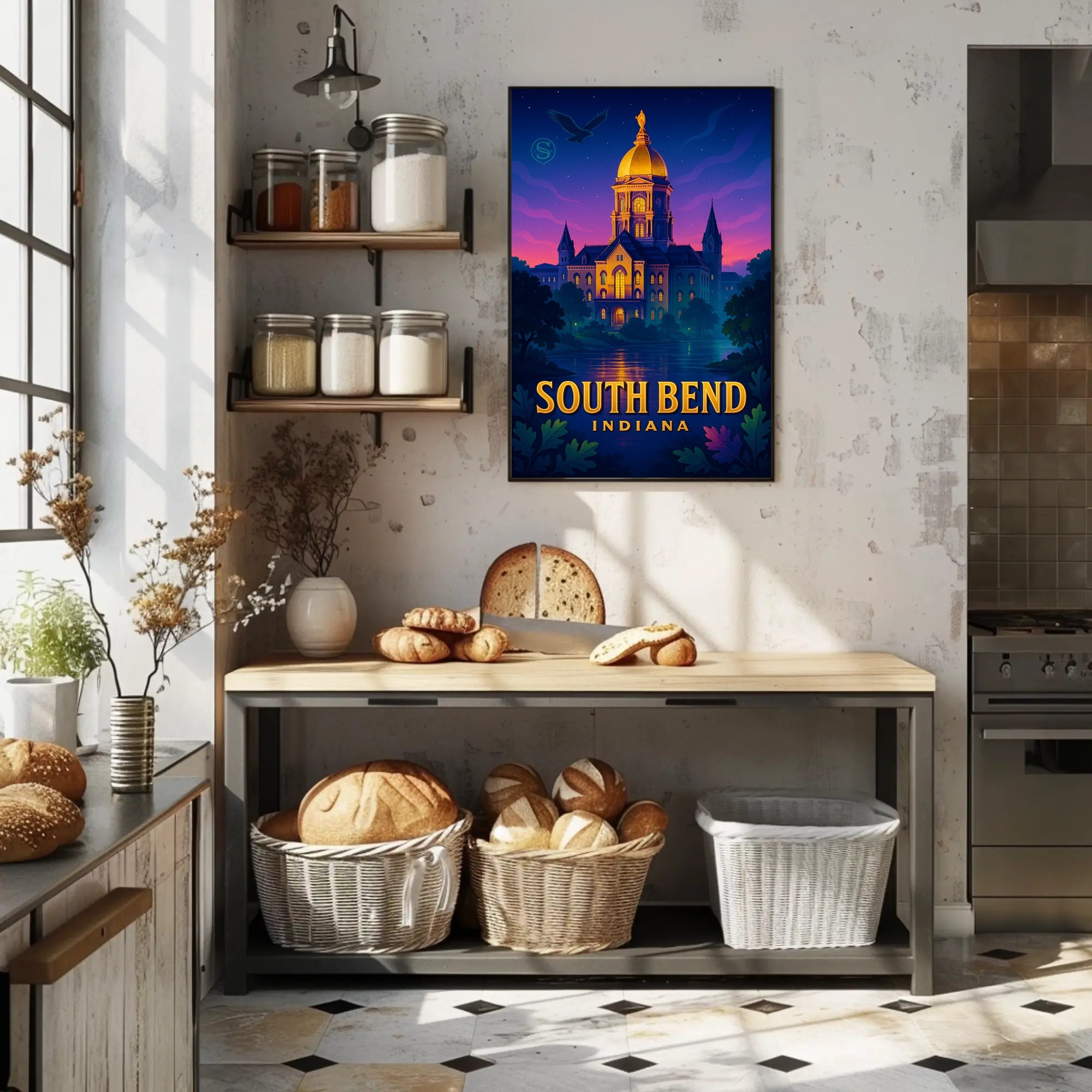 Illuminated Landmark in South Bend Poster