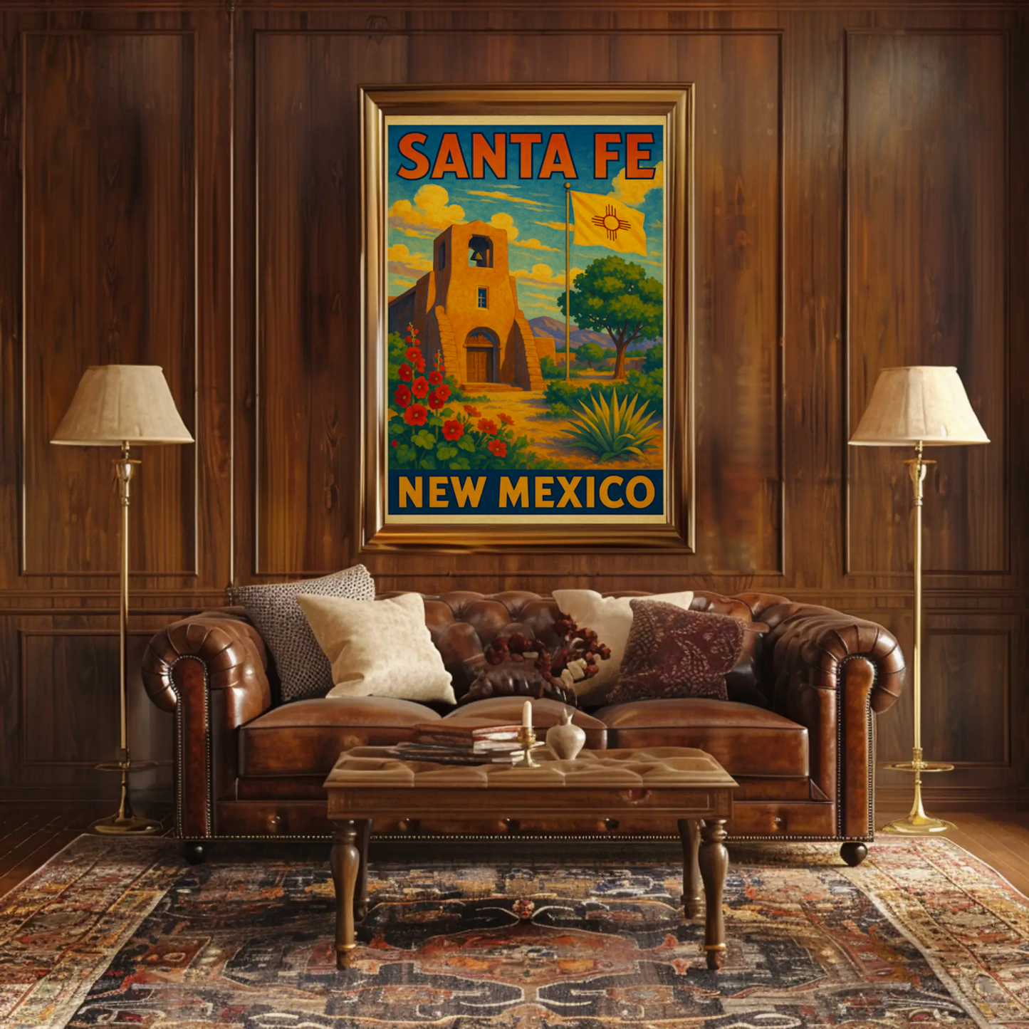 Santa Fe Adobe Charm, Mid-Century Travel Poster