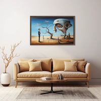 Surreal Dreamscape with Mechanical Head - Artistic Poster