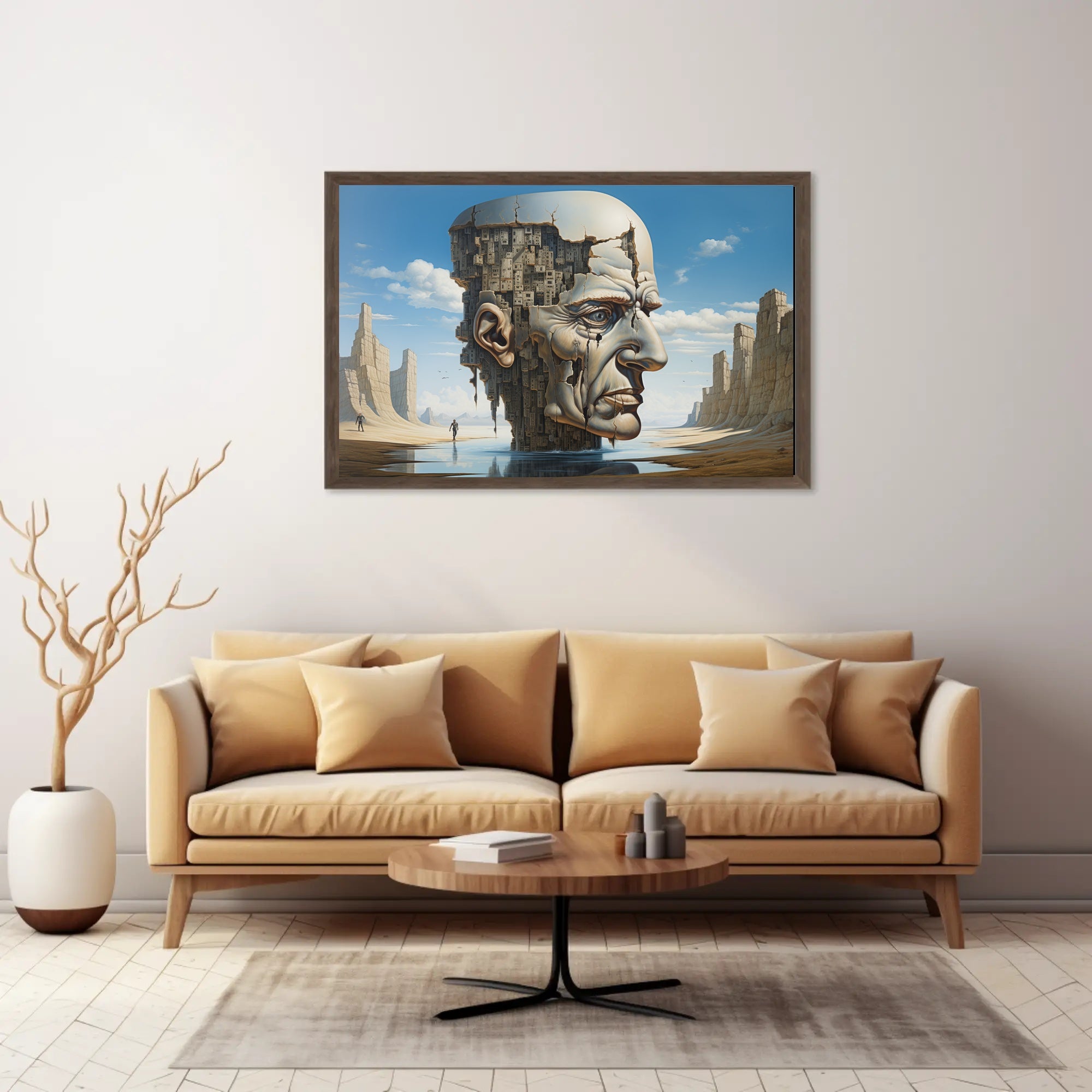 Surreal Desert Urban Head Artistic Poster