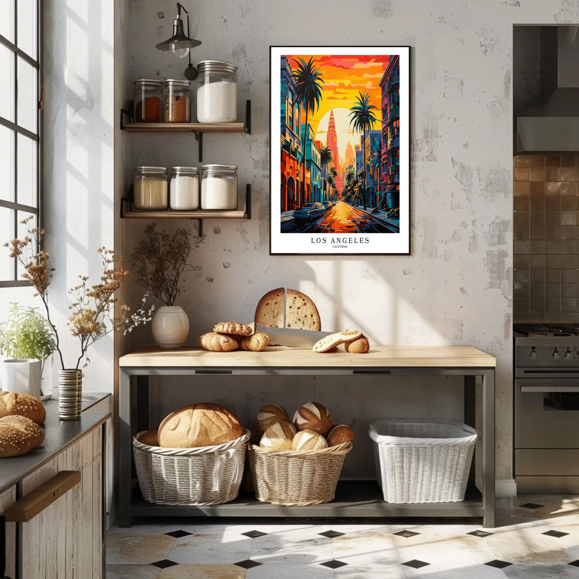 Los Angeles Vibrant Urban Scene Art Print - Urban or Cityscape Poster PosterGoat