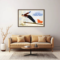 Soviet Ski Jumper Vintage Sports Illustrative Propaganda Poster