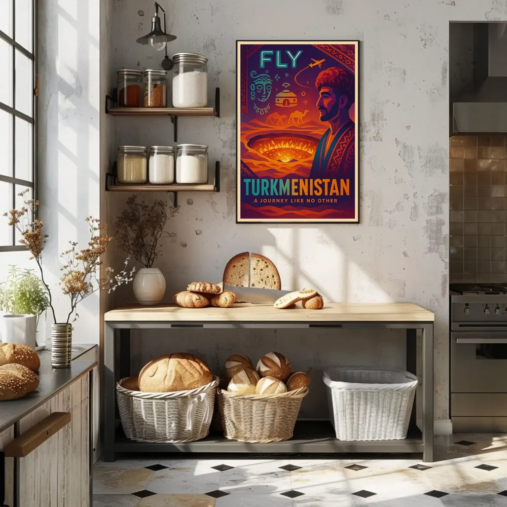 Turkmenistan Vintage Travel Poster with Cultural Elements PosterGoat