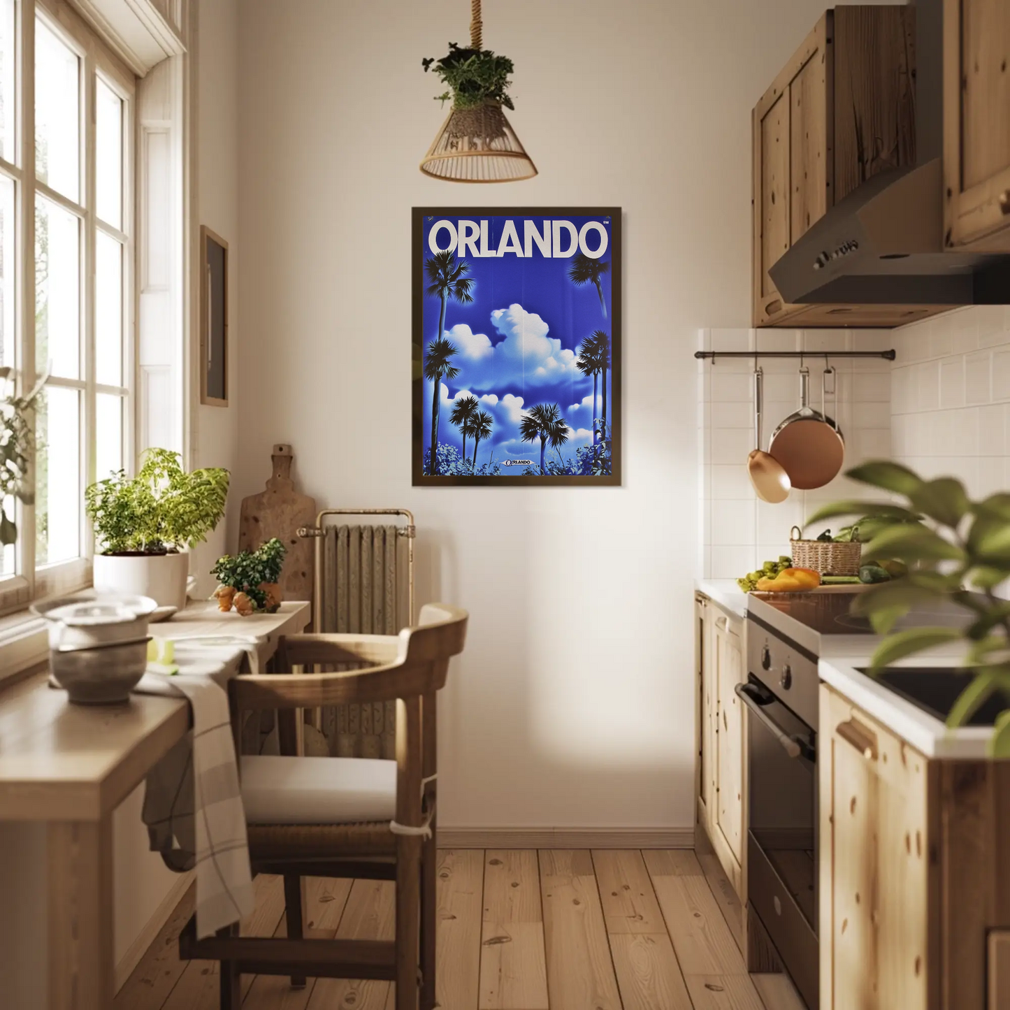 Orlando Florida Palm Trees Clouds Vintage Travel Poster