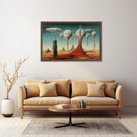 Mysterious Alien Desert Scene Futuristic Sci-Fi Poster