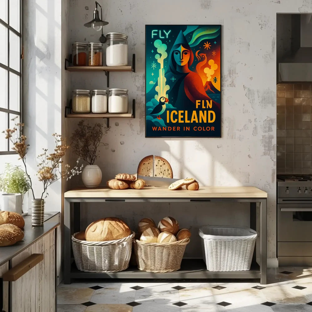 Iceland Adventure Fly and Wander Travel Poster PosterGoat