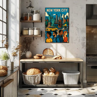 New York City Landmarks Poster Modern Travel Wall Art