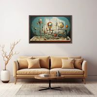 Surreal Mechanical Geometric Structures Abstract Artistic Poster