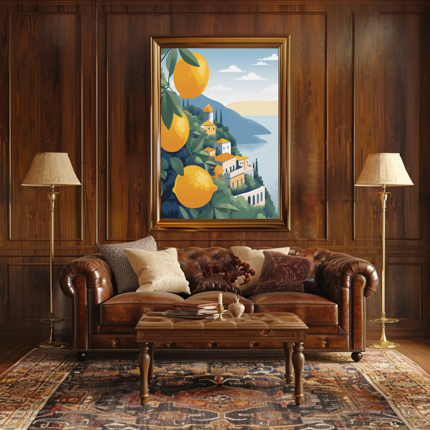 Lemon Trees Over Amalfi Coast Citrus View Travel Poster