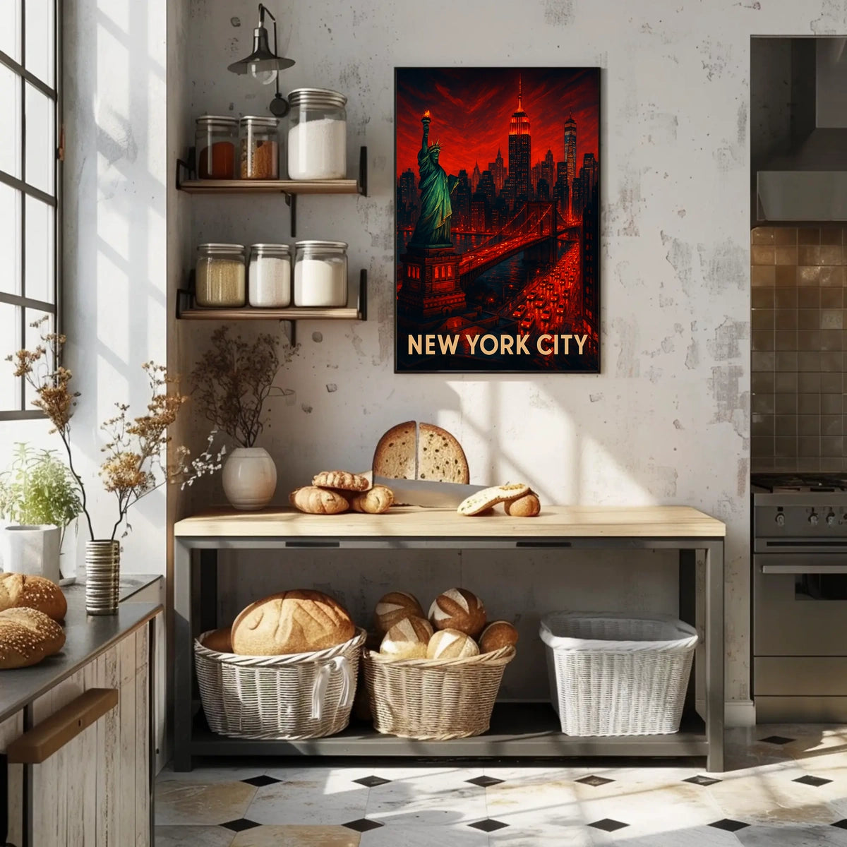 New York City Vibrant Landmarks Poster Modern Wall Art