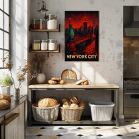 New York City Vibrant Landmarks Poster Modern Wall Art