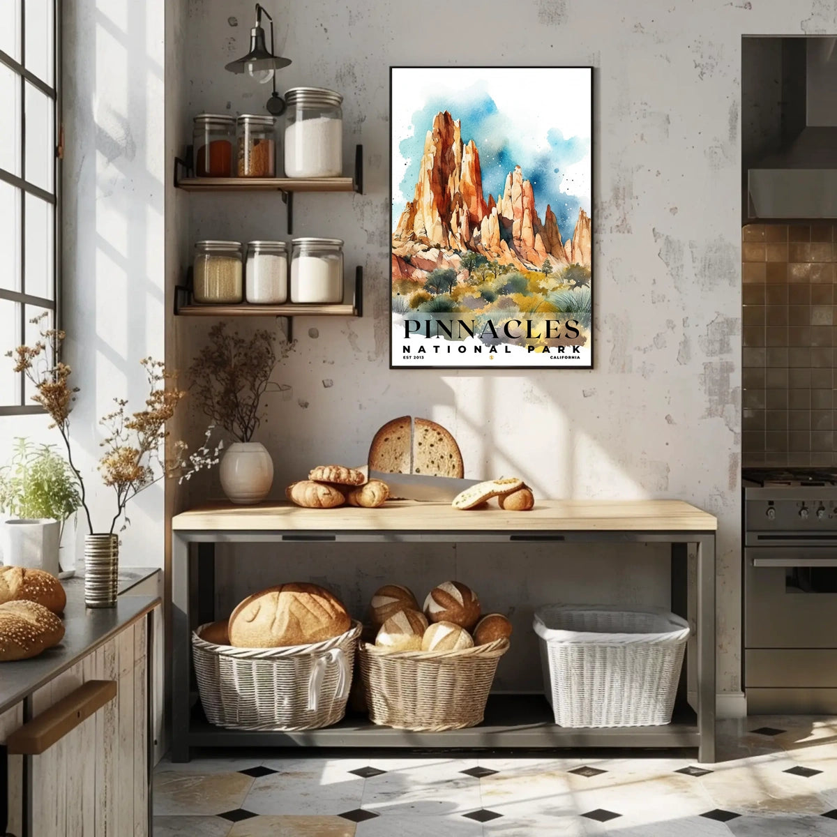 Pinnacles Watercolor Wall Art Poster