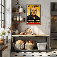John Quincy Adams 6th President of the United States Inked Comic Style Poster