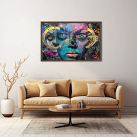 Surreal Vibrant Collage Poster with Colorful Eyes