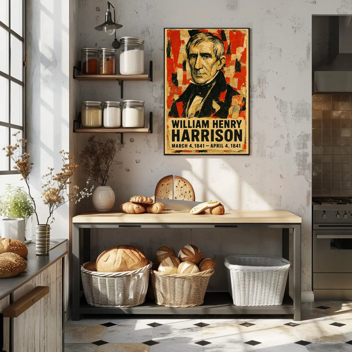 William Henry Harrison 9th President of the United States Layered paper Collage Poster