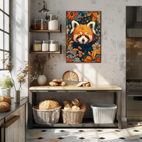 Red Panda in Bloom Wall Art Print