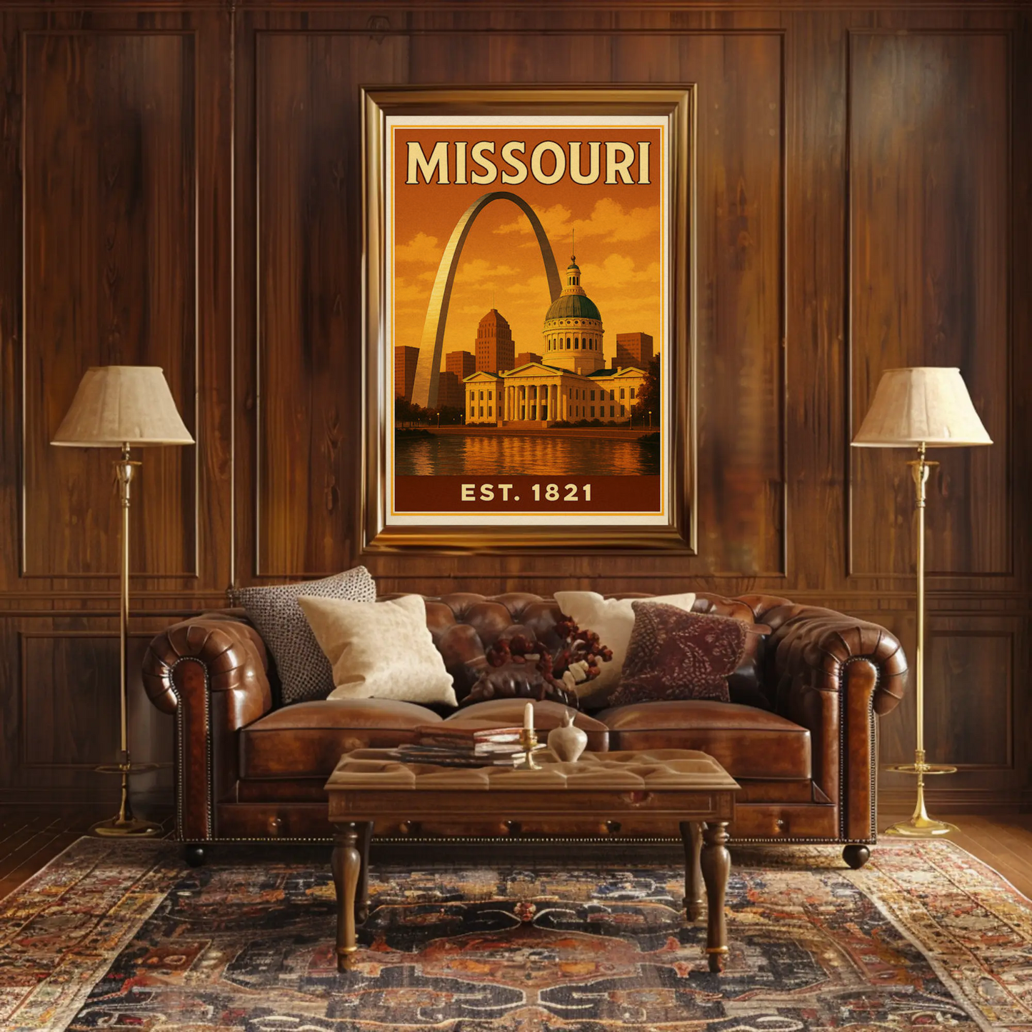 Missouri Capitol Arch Sunset Skyline Poster Poster