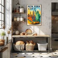 New York City Icons Cityscape Poster Modern Wall Art