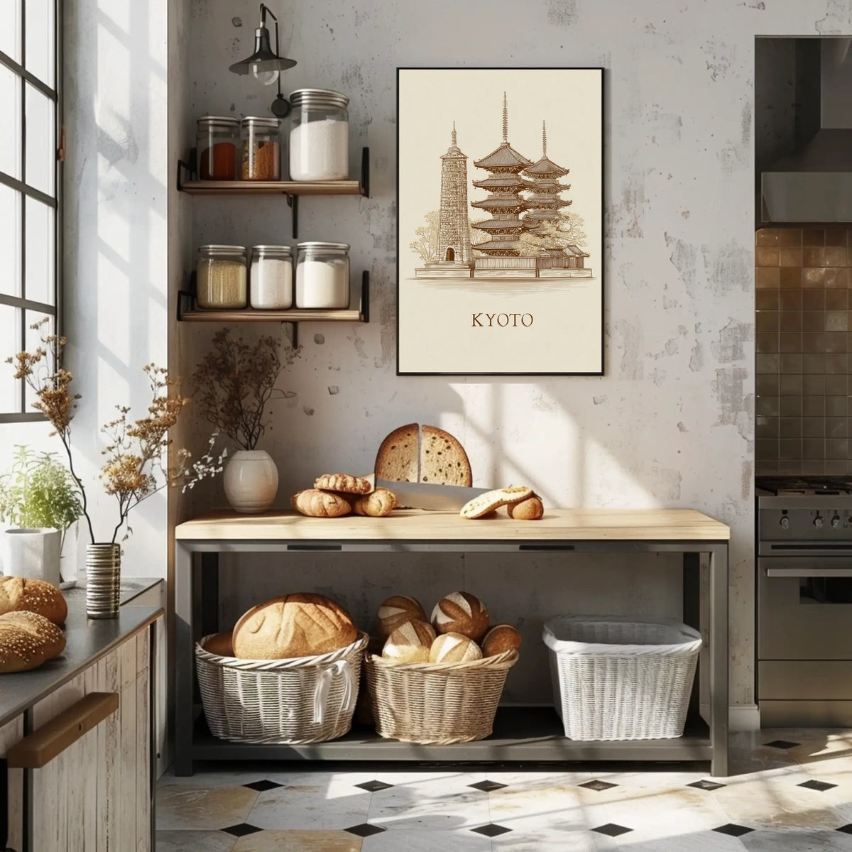 Kyoto Architectural Illustration Poster