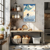 Swiss Alps Vintage Ski Adventure Travel Poster PosterGoat