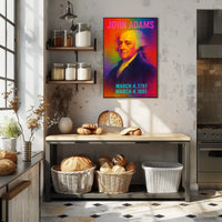 John Adams 2nd President of the United States Neon Gradient Overlay Poster