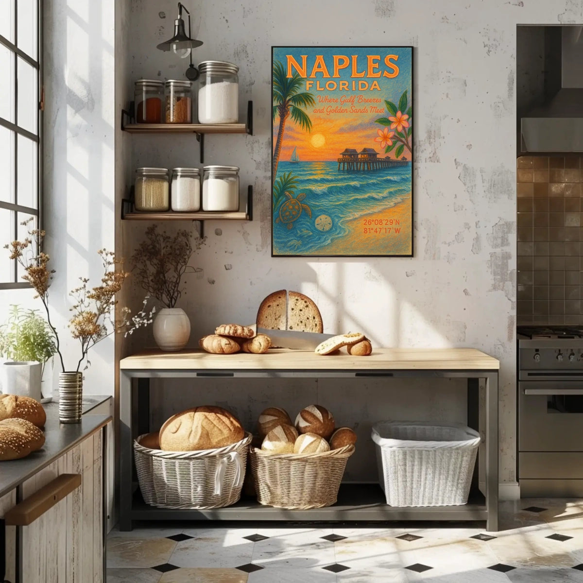 Naples, Florida Where Gulf Breezes and Golden Sands Meet Poster