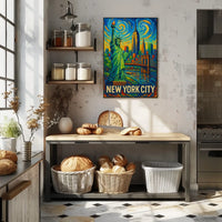 New York City Vibrant Impressionist Poster Vintage Wall Art