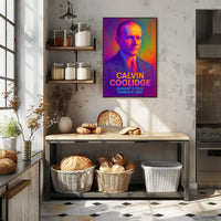 Calvin Coolidge 30th President of the United States Neon Gradient Overlay Poster