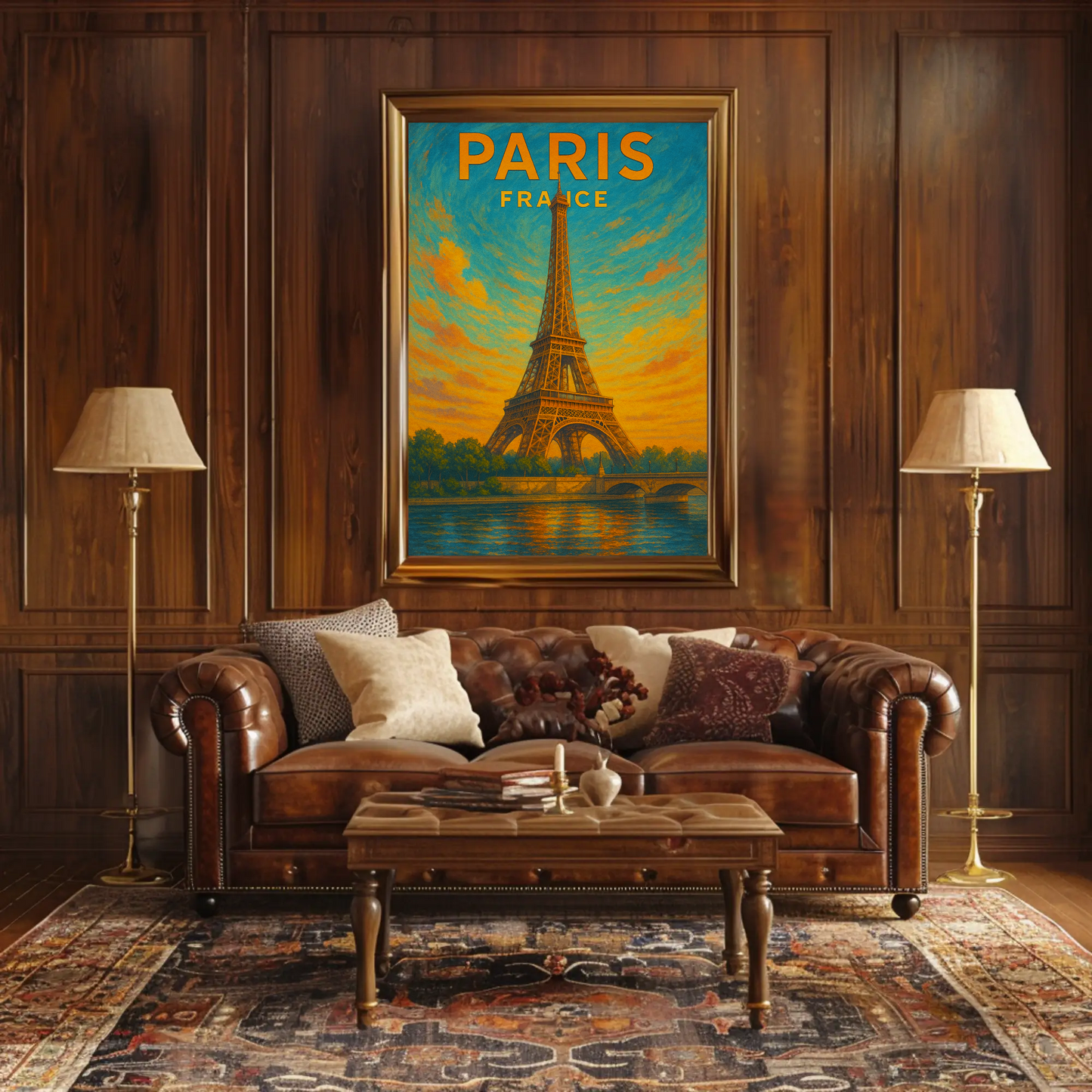 Paris Eiffel Sunset Travel Poster
