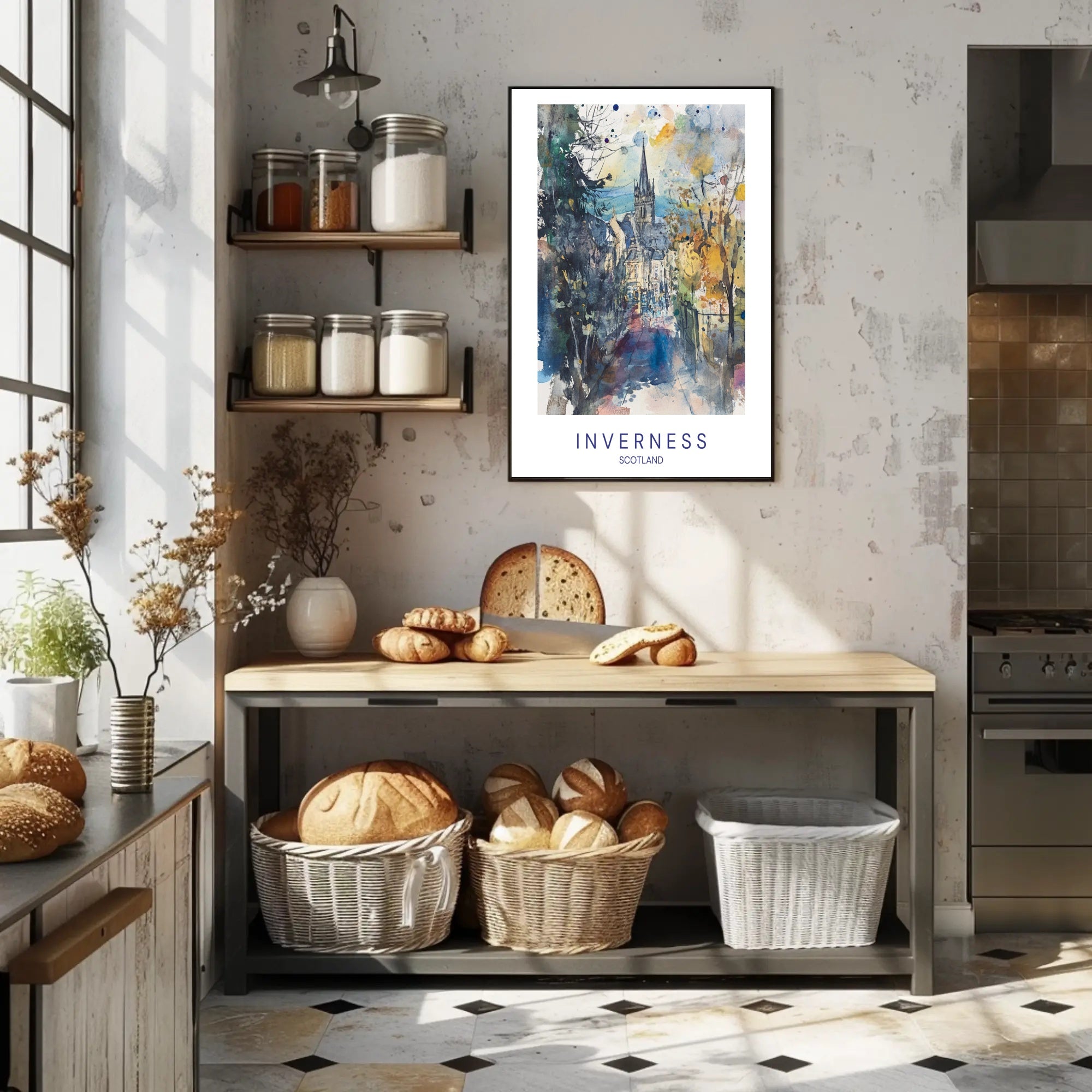 Inverness: A Watercolor Impression Poster PosterGoat