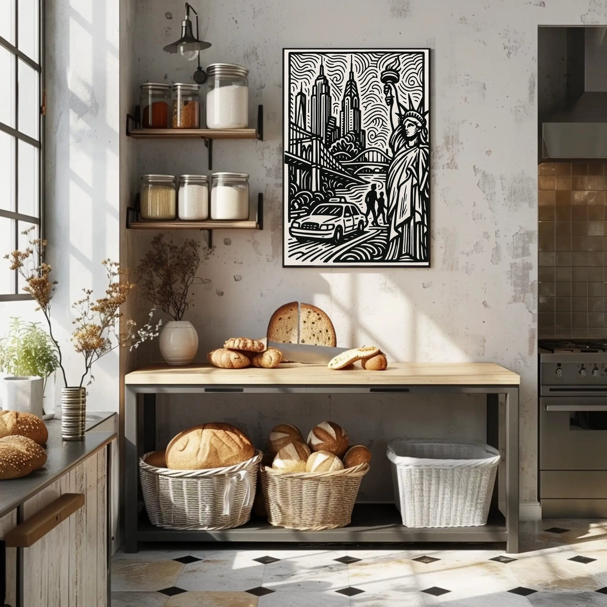 New York City Poster Minimalist Skyline Wall Art Home Decor