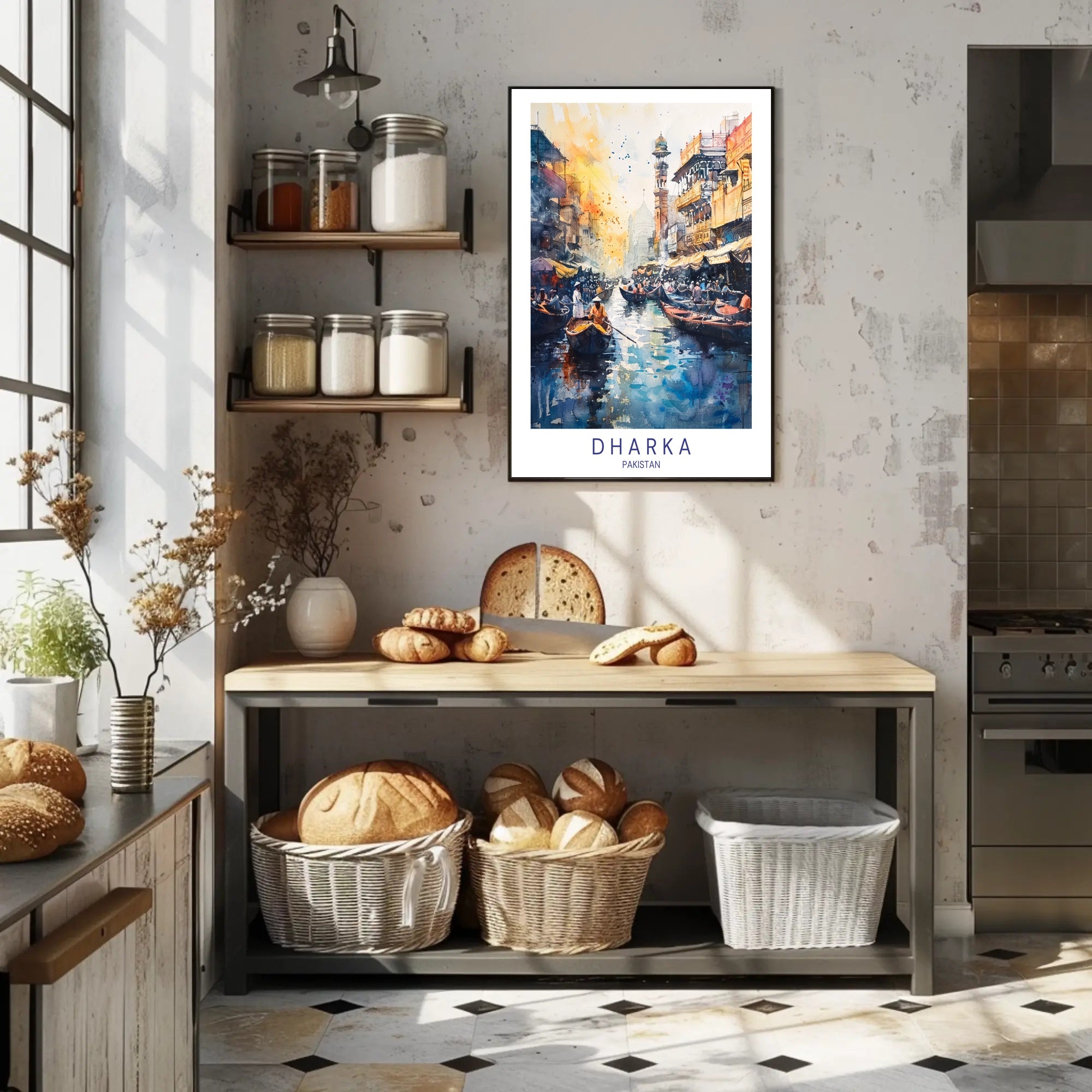 Pakistani Cityscape Watercolor Art - Urban or Cityscape Poster PosterGoat