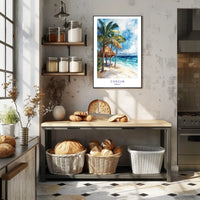 Serene Cancun Beach Watercolor Scene Travel Poster PosterGoat