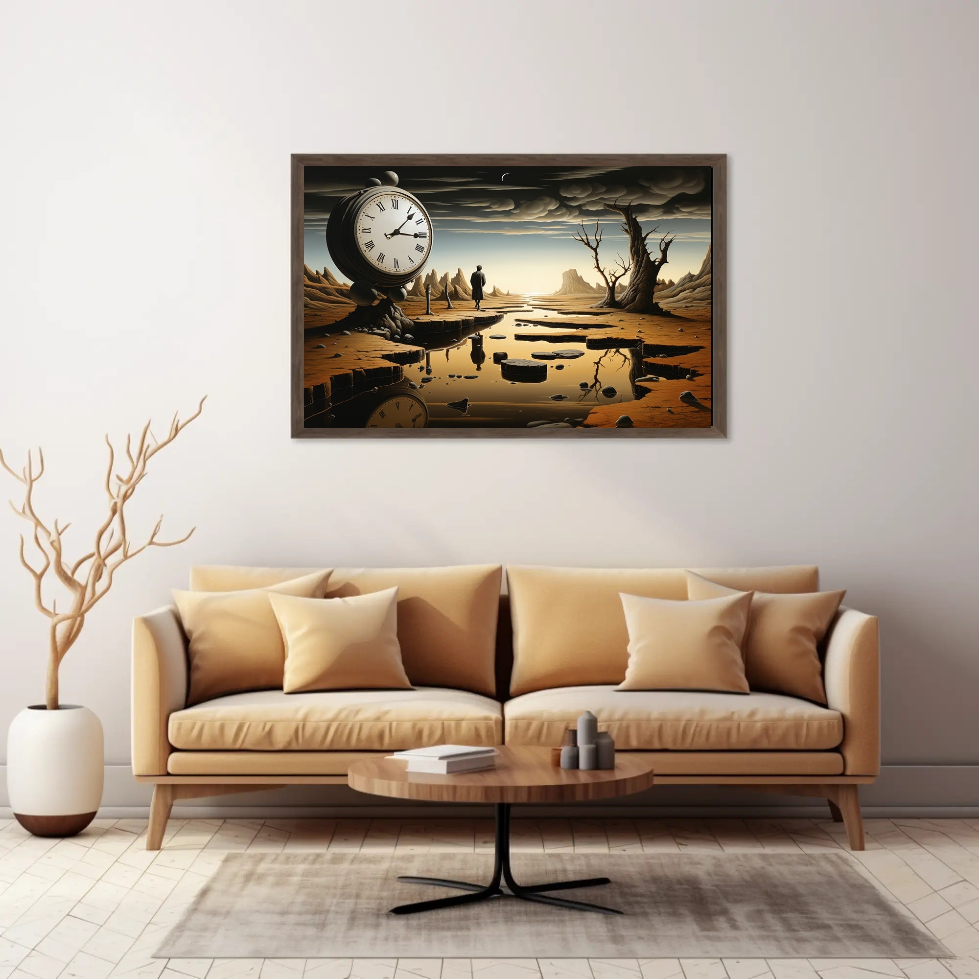 Timeless Surreal Landscape with Clock Artistic Poster