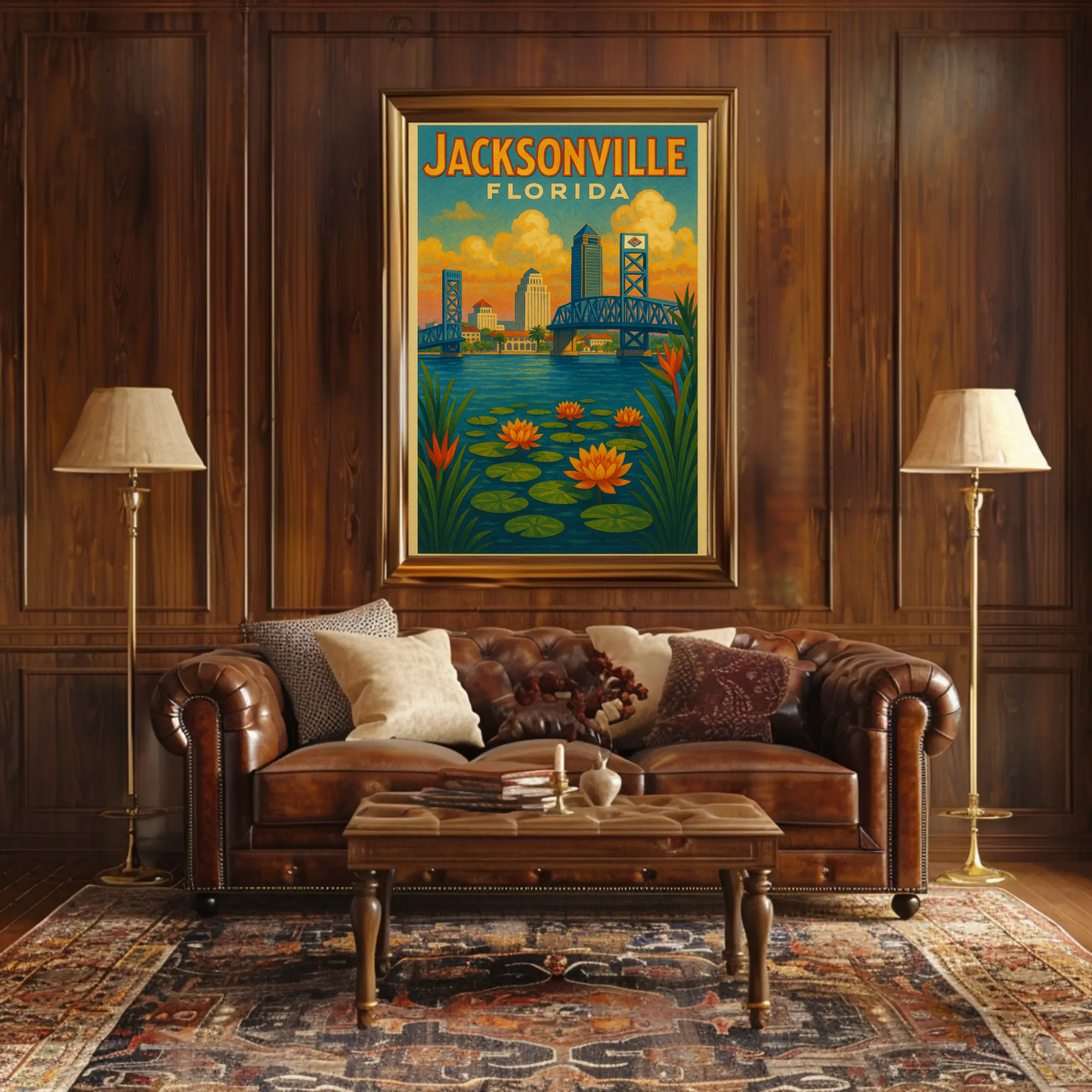 Jacksonville Florida Waterfront Travel Poster