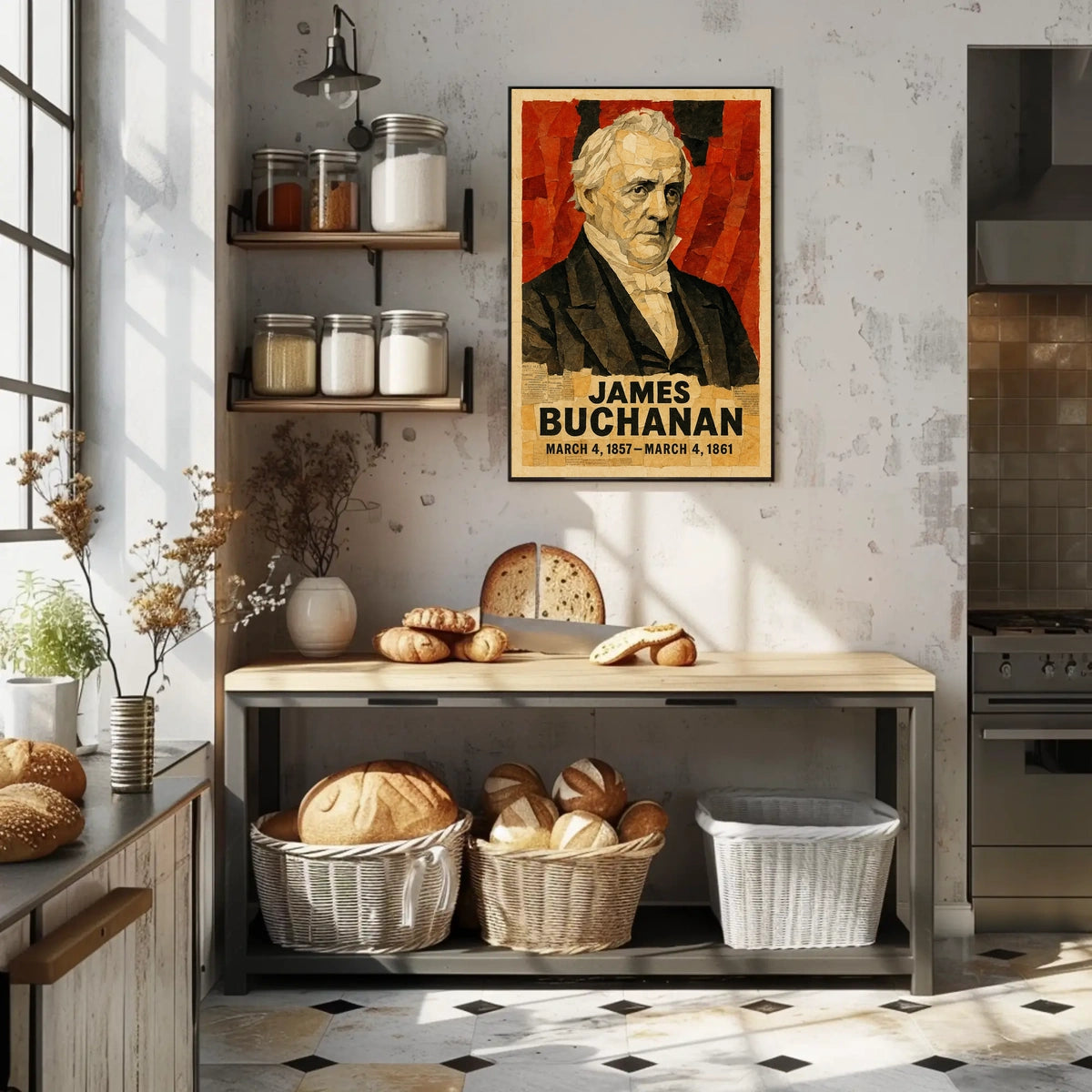 James Buchanan 15th President of the United States Layered paper Collage Poster
