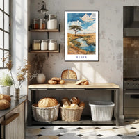 Kenya Savanna Watercolor Landscape Travel Poster PosterGoat