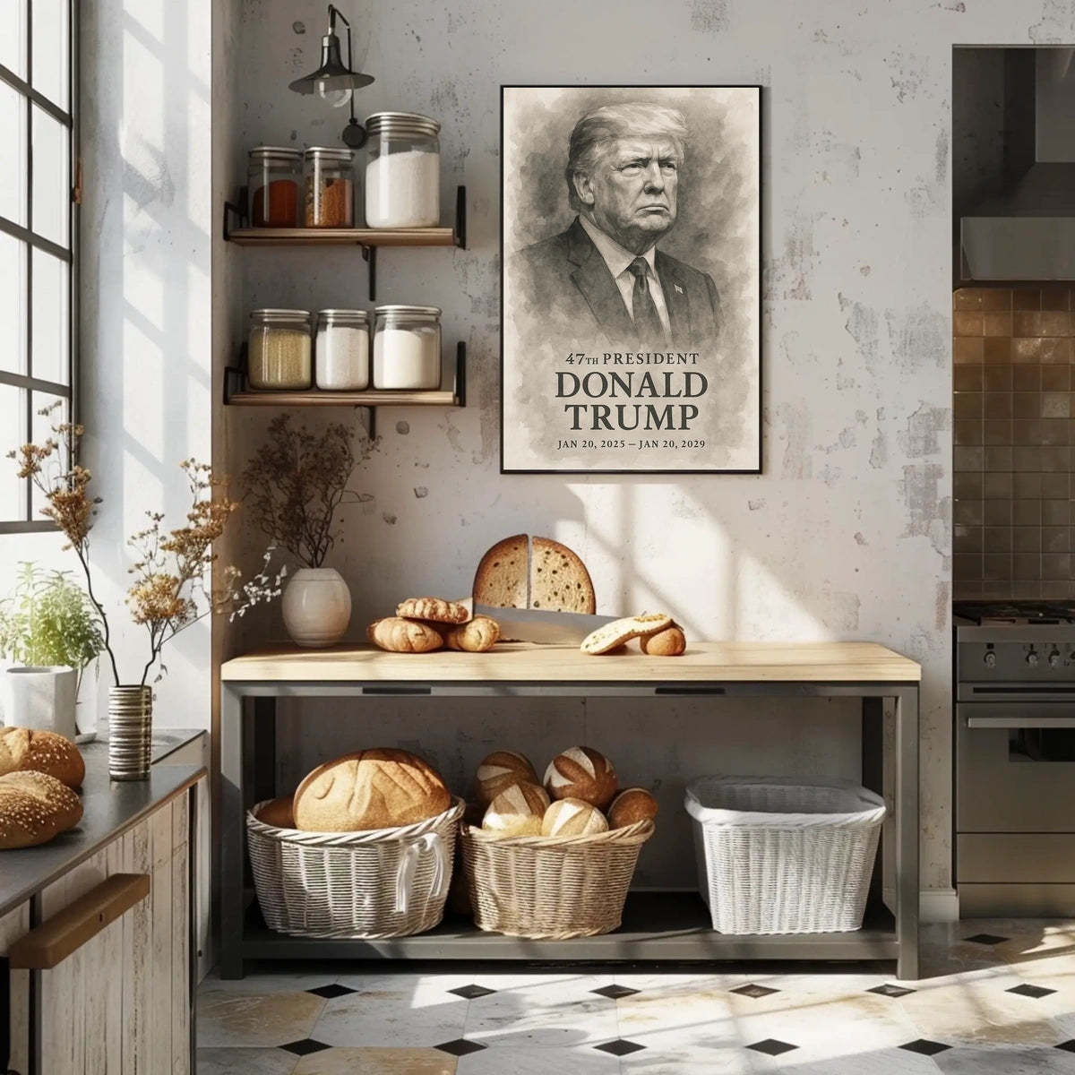 Donald Trump 47th President Iconic Patriotic Portrait Scenic Leadership Bold American Heritage Decor Gift Poster